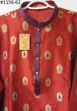 Men's Red Tussore Multicolor Buti Kurta Pajama Sets M-XL Size #4581162